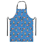 Skiing Dog Pattern Print Bib Apron With Pocket