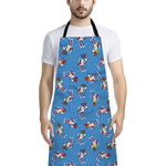 Skiing Dog Pattern Print Bib Apron With Pocket