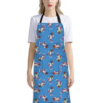 Skiing Dog Pattern Print Bib Apron With Pocket