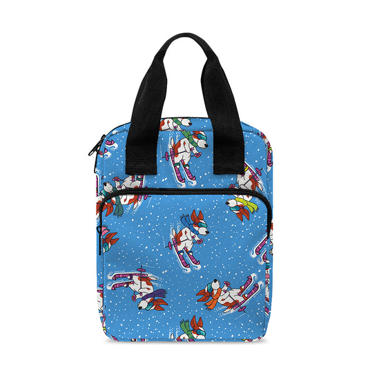 Skiing Dog Pattern Print Bible Tote Bag