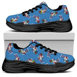 Skiing Dog Pattern Print Black Chunky Shoes