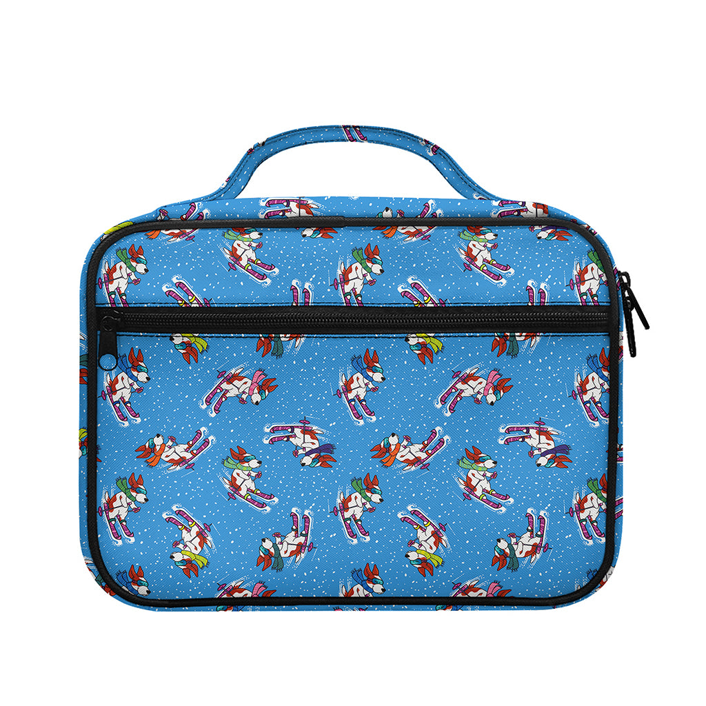 Skiing Dog Pattern Print Briefcase Bible Bag