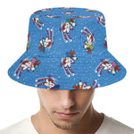 Skiing Dog Pattern Print Bucket Hat