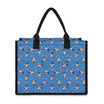 Skiing Dog Pattern Print Canvas Tote Bag