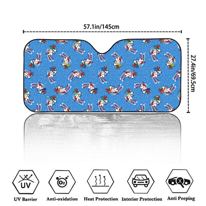 Skiing Dog Pattern Print Car Windshield Sun Shade