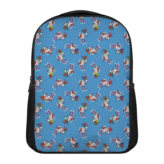 Skiing Dog Pattern Print Casual Backpack