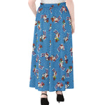 Skiing Dog Pattern Print Chiffon Maxi Skirt