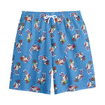 Skiing Dog Pattern Print Cotton Shorts