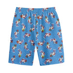 Skiing Dog Pattern Print Cotton Shorts