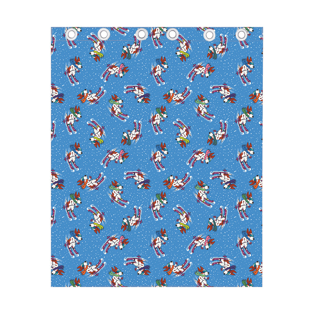 Skiing Dog Pattern Print Curtain