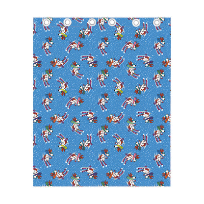 Skiing Dog Pattern Print Curtain