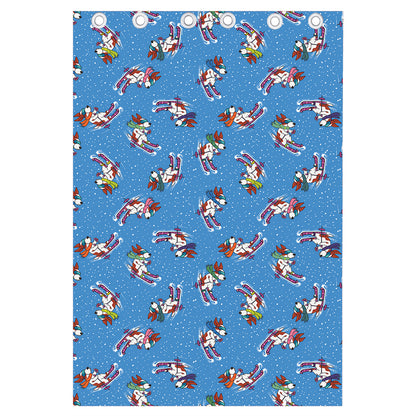 Skiing Dog Pattern Print Curtain
