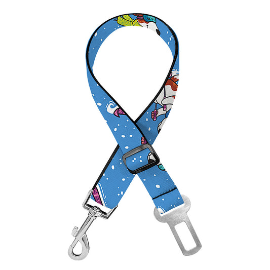 Skiing Dog Pattern Print Dog Seat Belt