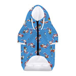 Skiing Dog Pattern Print Dog Zip Up Hoodie