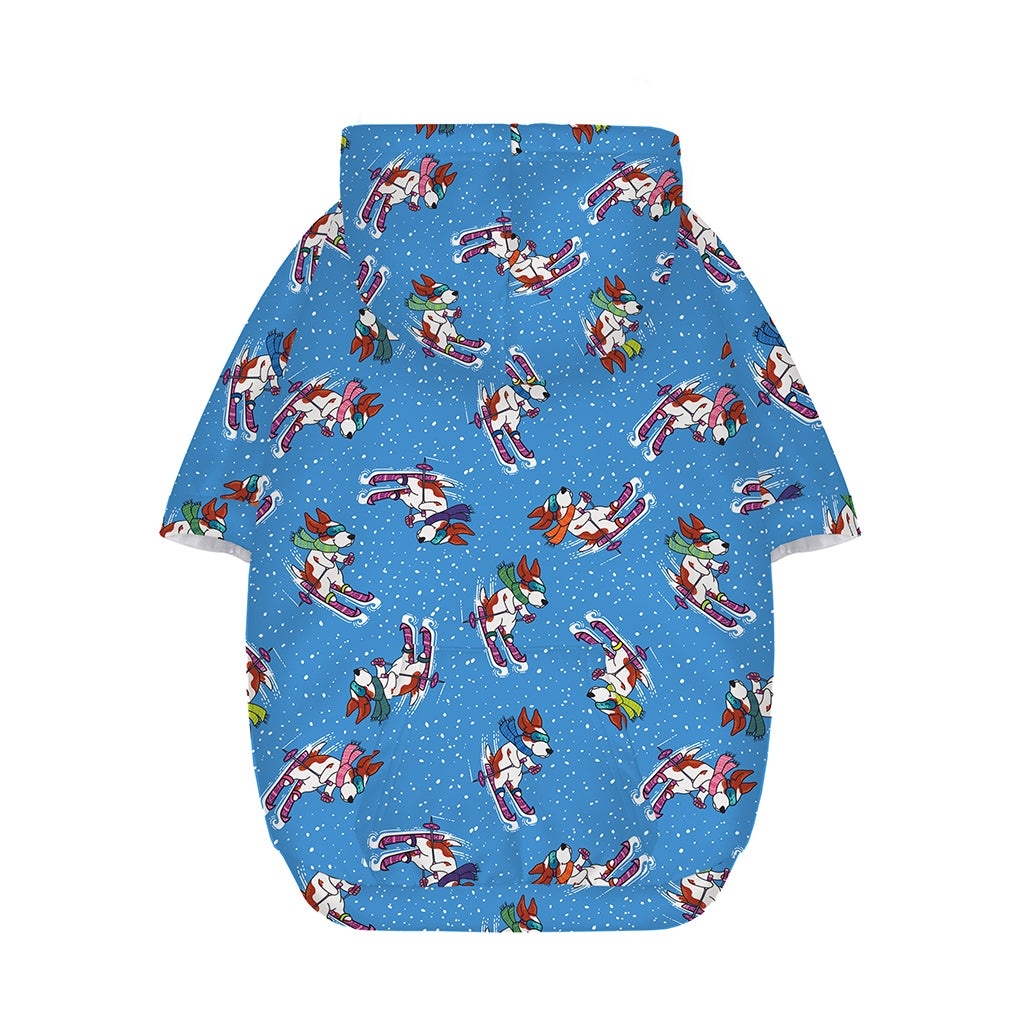 Skiing Dog Pattern Print Dog Zip Up Hoodie