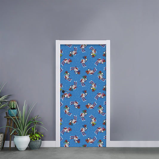 Skiing Dog Pattern Print Door Sticker
