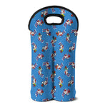 Skiing Dog Pattern Print Double Neoprene Wine Tote
