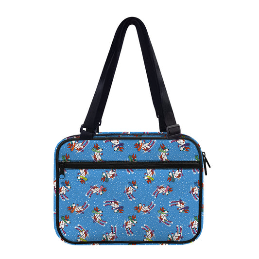 Skiing Dog Pattern Print Double Strap Bible Bag