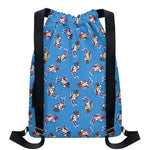 Skiing Dog Pattern Print Drawstring Backpack