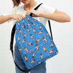 Skiing Dog Pattern Print Drawstring Backpack