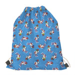 Skiing Dog Pattern Print Drawstring Bag