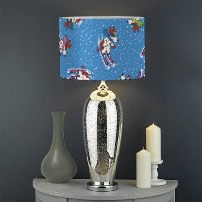 Skiing Dog Pattern Print Drum Lamp Shade