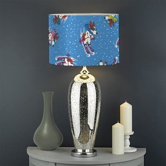 Skiing Dog Pattern Print Drum Lamp Shade