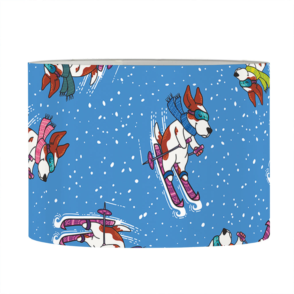Skiing Dog Pattern Print Drum Lamp Shade