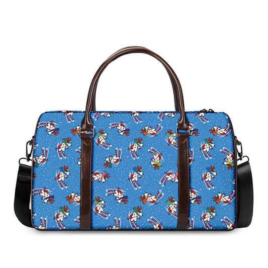 Skiing Dog Pattern Print Duffle Bag