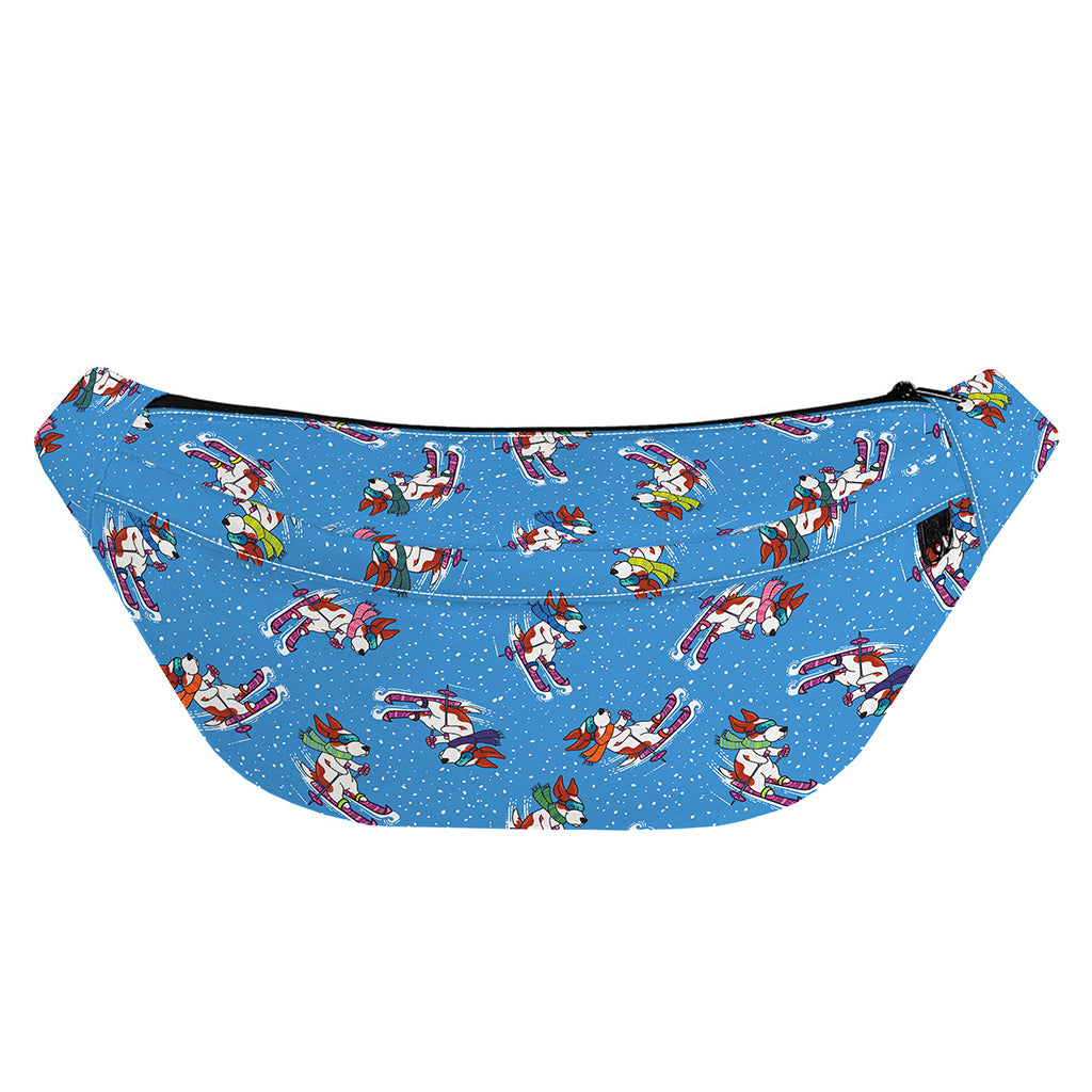 Skiing Dog Pattern Print Fanny Pack