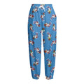Skiing Dog Pattern Print Fleece Lined Knit Pants
