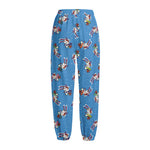 Skiing Dog Pattern Print Fleece Lined Knit Pants