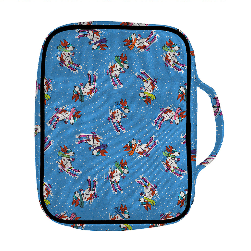 Skiing Dog Pattern Print Front Pocket Bible Bag