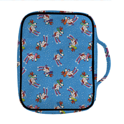 Skiing Dog Pattern Print Front Pocket Bible Bag