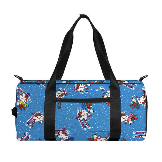 Skiing Dog Pattern Print Gym Bag