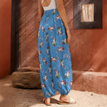 Skiing Dog Pattern Print Harem Pants