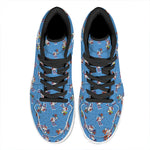 Skiing Dog Pattern Print High Top Leather Sneakers