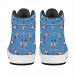 Skiing Dog Pattern Print High Top Leather Sneakers