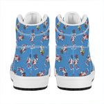 Skiing Dog Pattern Print High Top Leather Sneakers