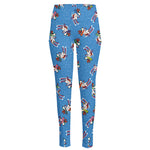 Skiing Dog Pattern Print High-Waisted Pocket Leggings