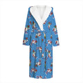 Skiing Dog Pattern Print Hooded Bathrobe
