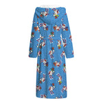 Skiing Dog Pattern Print Hooded Bathrobe