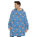 Skiing Dog Pattern Print Hoodie Blanket