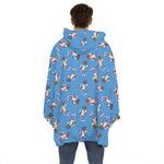 Skiing Dog Pattern Print Hoodie Blanket
