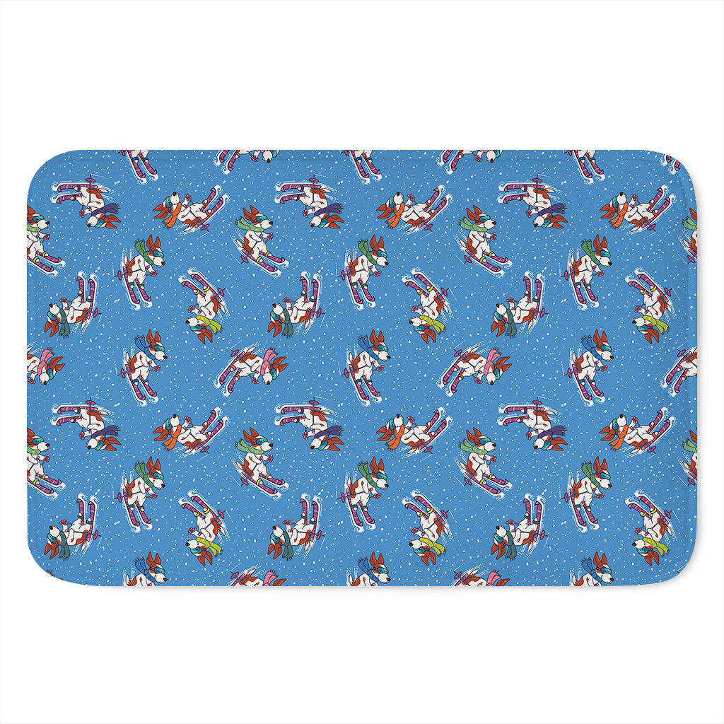 Skiing Dog Pattern Print Indoor Door Mat