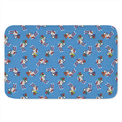 Skiing Dog Pattern Print Indoor Door Mat