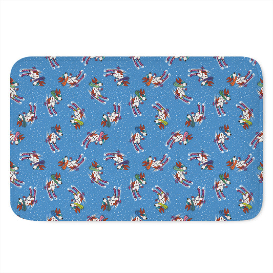 Skiing Dog Pattern Print Indoor Door Mat