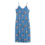 Skiing Dog Pattern Print Jersey Midi Cami Dress