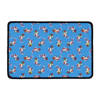 Skiing Dog Pattern Print Kitchen Mat