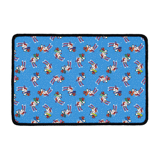 Skiing Dog Pattern Print Kitchen Mat